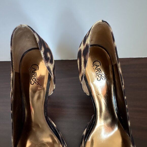 Carlos by Carlos Santana Women's Brown Black Cheetah Heels Roulette Pumps Size 8 - Picture 4 of 9